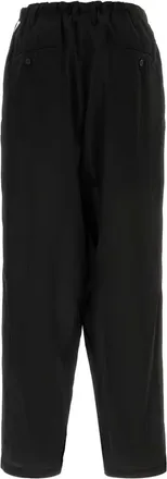 Yohji Yamamoto Mens Black Crepe Pant Exterior: Silk Pantaloni Trousers