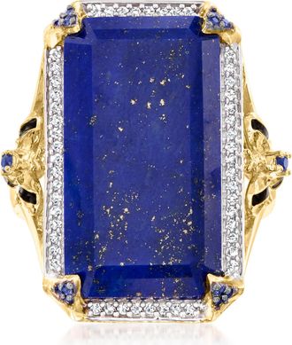 Ross-Simons Lapis, White Topaz and. Sapphire Bumblebee Ring With Black Enamel in 18kt Gold Over Sterling