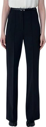 Sportmax Getailleerde wollen broek - Dames - Straight fit broeken - Zwart - M - Wol - Broeken