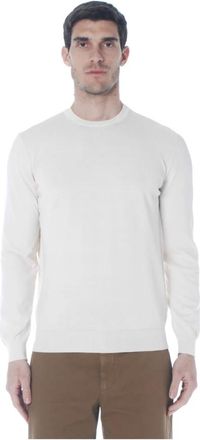 Dondup Maglia girocollo regular in crepe di cotone - Heren - Ronde hals truien - Beige - L - Katoen - Truien & Vesten