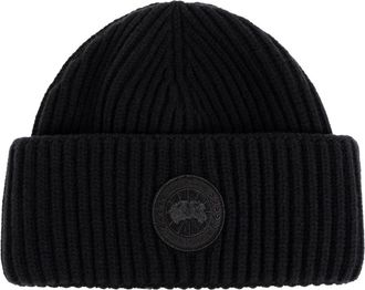 Canada Goose Logo Beanie - unisex - Hoeden - Zwart - ONE Size - Wol - Accessoires