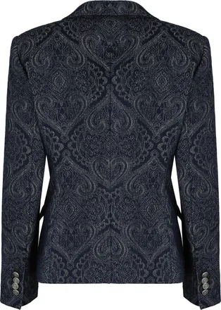 Etro Womens Denim Jacquard Jacket Blue Cotton Blazers