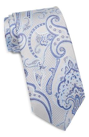 David Donahue Paisley Silk Tie in Pearl at Nordstrom