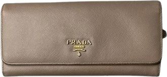 Prada Pre-owned Vintage Leren Portemonnee - Dames - Vintage Accessoires - Beige - ONE Size - Leer - Vintage