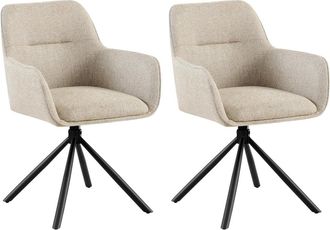 Clp Set De 2 Silla de comedor con reposabrazos en Tela Gris topo