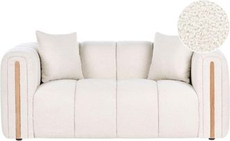 Beliani 2 Seater Sofa Off-White Boucle Upholstery Curved Organic Shaped Sofa Modern Minimalistic Style Living Room MORSIL
