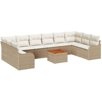 vidaXL Conjunto De Sof&aacute; De Jard&iacute;n 11 Pcs Beige, Blanco Vidaxl