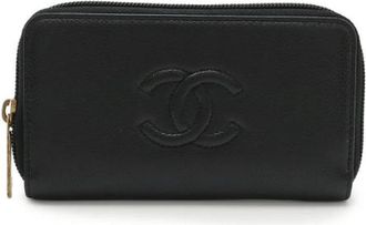 Chanel Pre-owned Leather Wallet - Dames - Vintage Accessoires - Zwart - ONE Size - Leer - Vintage