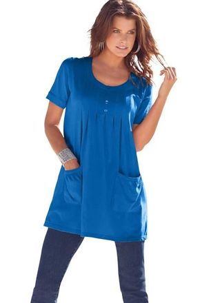 Roaman's Plus Size Two Pocket Soft Knit Swing Tunic in Vivid Blue at Nordstrom, Size 6X