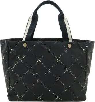 Chanel Pre-owned Tote Bags, female, Black, Size: ONE SIZE Pre-owned Vintage Nylon Tote Bag