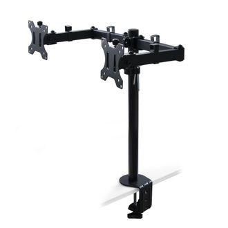 Emuca Soportes De Monitor Para Mesa Inclinables Y Giratorios 360, Doble, Acero, Pintado Negro - Emuca