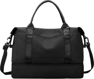 Generic Weekender Bags,Compatible For Women,Personal Item Travel Bag with Shoes Compartment,Overnight Duffel with Toiletry(Black B)