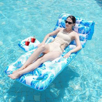 OEM Flotadores Inflables Para Piscina Con Portavasos Para Adultos, Respaldo Ajustable, Tumbona Inflable, Balsas Para Piscina - Crezuo