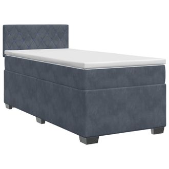 vidaXL Letto Box Spring Con Materasso Grigio Scuro 90 X 190 Cm Velluto Vidaxl