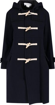 Comme Des Gar&ccedil;ons Black Toggle Hooded Duffle Jacket