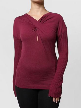 Roberto Cavalli virgin wool ribbed v-neck long-sleeve jumper
