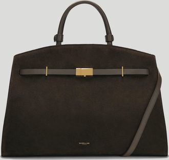 DeMellier The Hudson in Espresso Suede & Espresso Smooth Leather Tote & Work bag