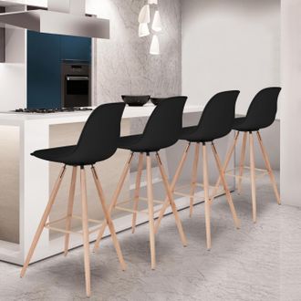 IDMarket Lote De 4 Taburetes De Bar Sara Negros