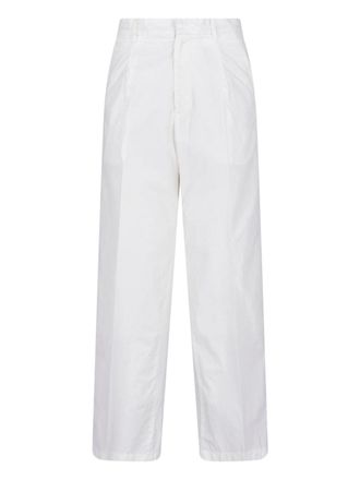 Auralee White Straight Leg Cotton Trousers