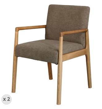 Moloo Sill&oacute;n de mesa, tela marr&oacute;n y fresno natural (x2)