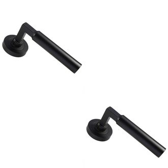 Loops 2x PAIR Straight Round Bar Handle on Round Rose Concealed Fix Matt Black