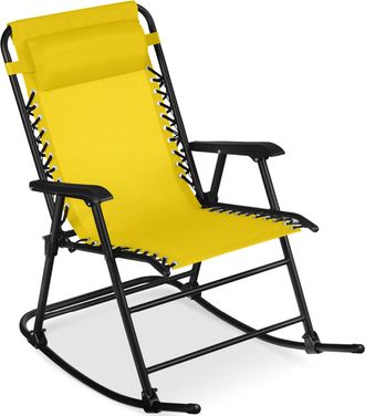 Best Choice Products Folding Outdoor Zero Gravity Rocking Lounge Chair w/ Headrest Pillow