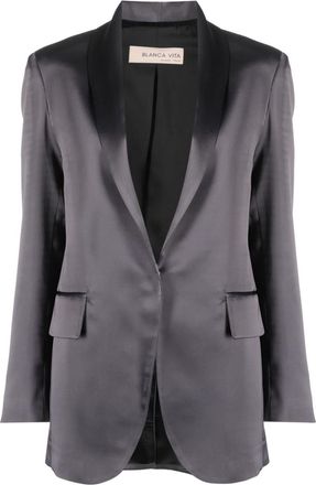 Blanca Vita Guarana satin-finish blazer - women - Polyester/Elastane - 40 - Grey