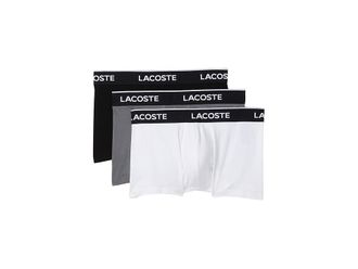 Lacoste 3-pack Stretch Cotton Trunks Mens Underwear Black/White/Grey : XS (EUR 3), Cotton/Elastane