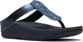 FitFlop Fino Crystal Twist T-Strap Sandal in Metallic Cosmic Blue at Nordstrom Rack, Size 11