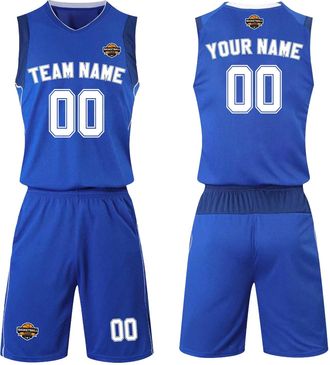 Generic Personalised Basketball Jersey Men Boys Basketball Kit with Logo/Name/Number Custom Basket Ball Jersey Shirt & Short Set fot Adult Kids