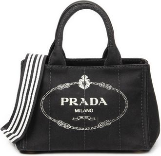 Prada Pre-owned Womens Small Canapa Tote Shoulder bag - Black - One Size