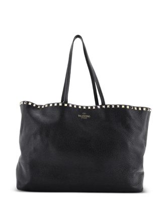 Valentino Garavani Rockstud Shopper Leather Large tote bag - Nero