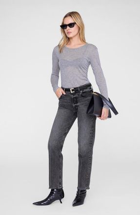 Anine Bing Sylvie Long Sleeve Tee in Heather Grey at Nordstrom, Size Small