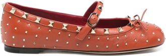 Valentino Garavani Orange Rockstud Ballet Flats