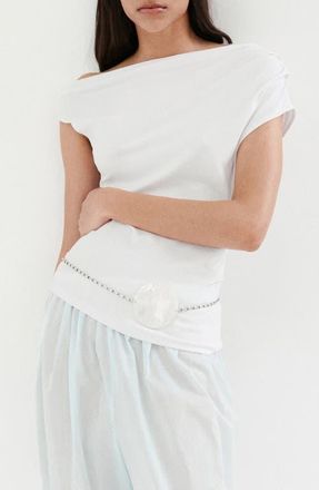 Mango Ruched One-Shoulder Top in White at Nordstrom, Size X-Small