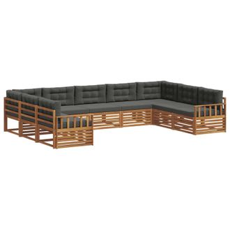 vidaXL Set Di Divani Da Esterno 9 Pz Naturale E Antracite Vidaxl
