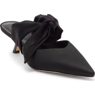 Reformation Milk Glass Pointed Toe Mule in Black Satin at Nordstrom Rack, Size 8.5