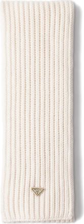 Prada Ribgebreide sjaal met logo - Beige