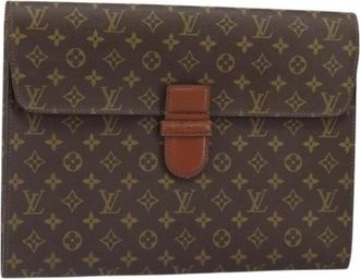 Louis Vuitton Tweedehands Canvas Louis Vuitton tassen - Dames - Vintage Clutch - Bruin - ONE Size - Vintage