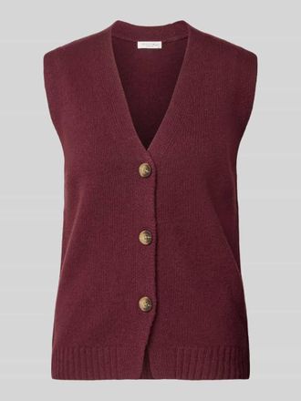 Christian Berg Strickweste aus Wolle mit V-Ausschnitt in Bordeaux, Größe XS