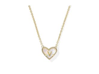 Kendra Scott Heart Letter M Short Pendant Womens Necklace Womens Necklace V, Brass/Gold-Plated
