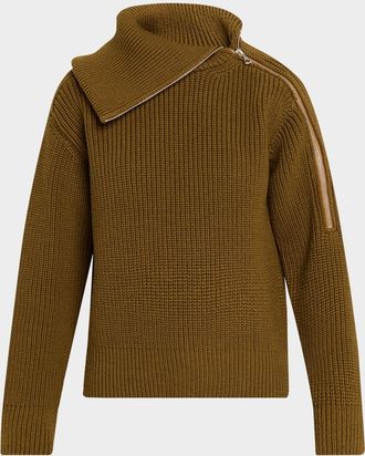 Dries Van Noten Talim Zipped Wool Turtleneck Sweater