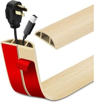OEM Canaleta Para Cables Autoadhesiva Para Instalaci&oacute;n En Suelo - Canaleta De Pvc Color Beige Con Aspecto De Madera, 6 M &times; 2 Cm, Autoadhesiva, F&aacute;cil De In