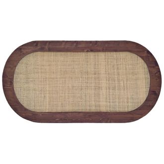 NATYAL Cabecero ovalado de madera rafia marr&oacute;n para cama de 135cm tono oscuro