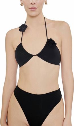 Maygel Coronel Quero Floral Ruched Two Piece Bikini Set In Black