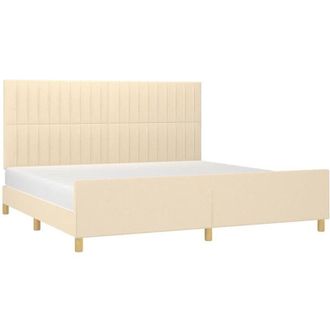 vidaXL Cama Sin Colch&oacute;n Tela Color Crema 200x200 Cm Vidaxl