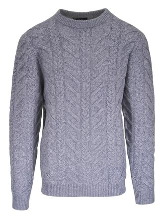 Kinross Cashmere cable-knit crew-neck sweater - Grey