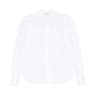 Alexander McQueen Overhemden, Dames, Wit, S, Nylon, Witte Zijden & Nylon Shirt