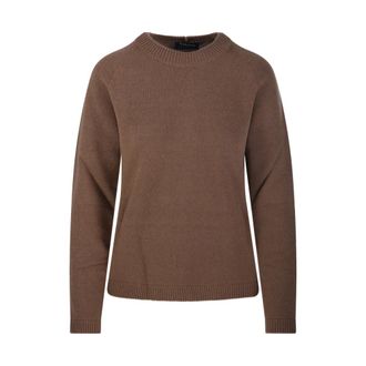 Max Mara Damasco Round Neck Sweater - Dames - Ronde hals truien - Bruin - L - Wol - Truien & Vesten