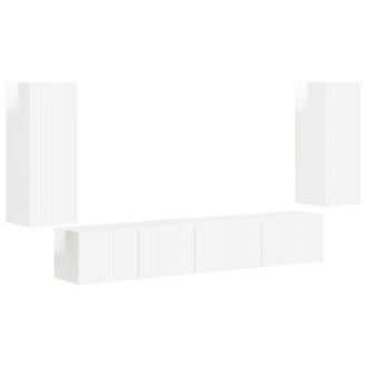 vidaXL Conjunto De Mueble De Tv 4 Pcs Brillante Madera De Ingenier&iacute;a Vidaxl